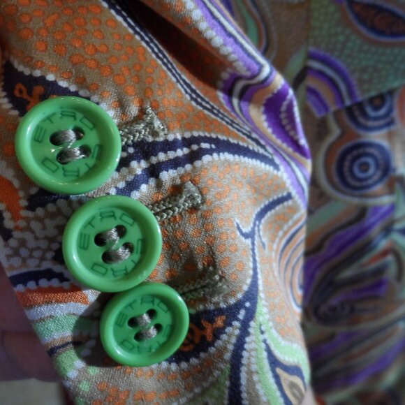 Etro Beige/Green Multi Color Paisley Print Skirt Suit Size IT 44- US 8 - Picture 12 of 16